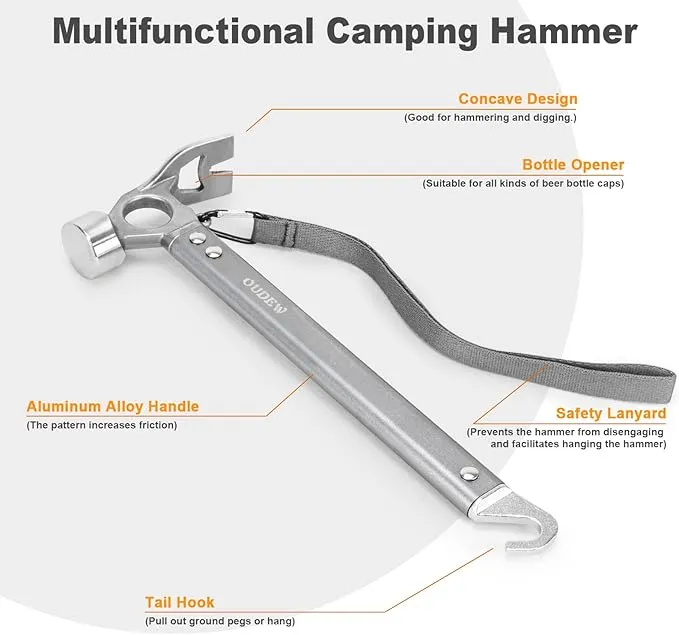 Tent Stakes and Hammer Set,10pcs 10 in Heavy Duty Metal Tent Stakes   12in Camping Hammer   Reflective Camping Rope   Storage Bag,Camping Accessories for Ground,Camp and Graden(ArmyGreen)