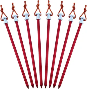 Tent Stakes Pegs 9 inch, Lightweight Aluminum Alloy Tent Canopy Nail for Outdoor Camping, Hiking, Picnic Blanket, Beach Mat, Yard Fence 8 Pack