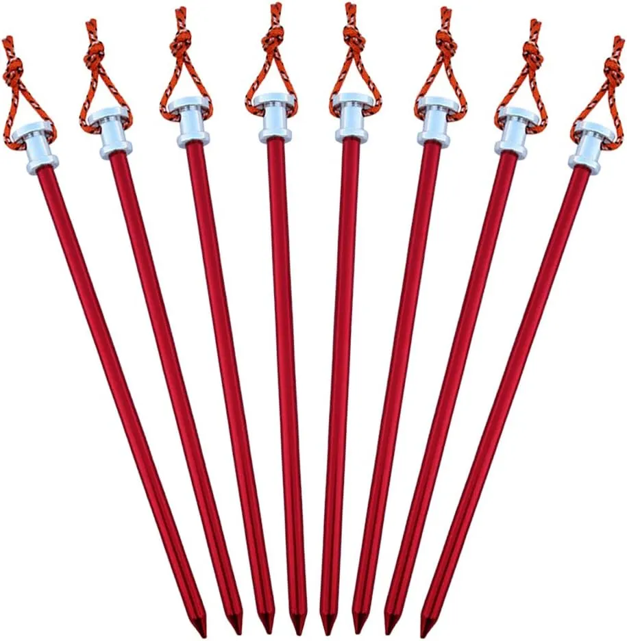 Tent Stakes Pegs 9 inch, Lightweight Aluminum Alloy Tent Canopy Nail for Outdoor Camping, Hiking, Picnic Blanket, Beach Mat, Yard Fence 8 Pack