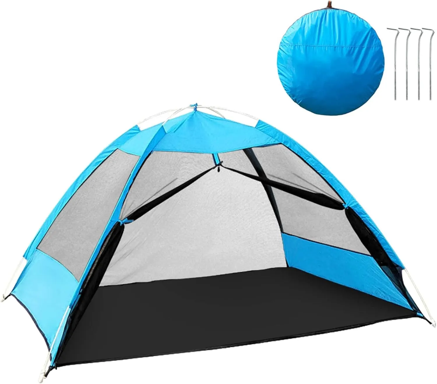 Tent Ultralight Pop-up Camping Tent Outdoor Mesh Tent Beach Leisure Net for 2 Person (Blue One Size)