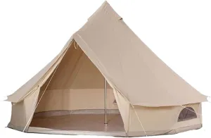 Tents 3m/4m Yurt Tent with Stove Hole Camping Family Tent Cotton Canvas Bell Truck Tent Large Space Tent for Outdoor Party Hunting Picnic (Color : Khaki, Size : 300X300X200CM)