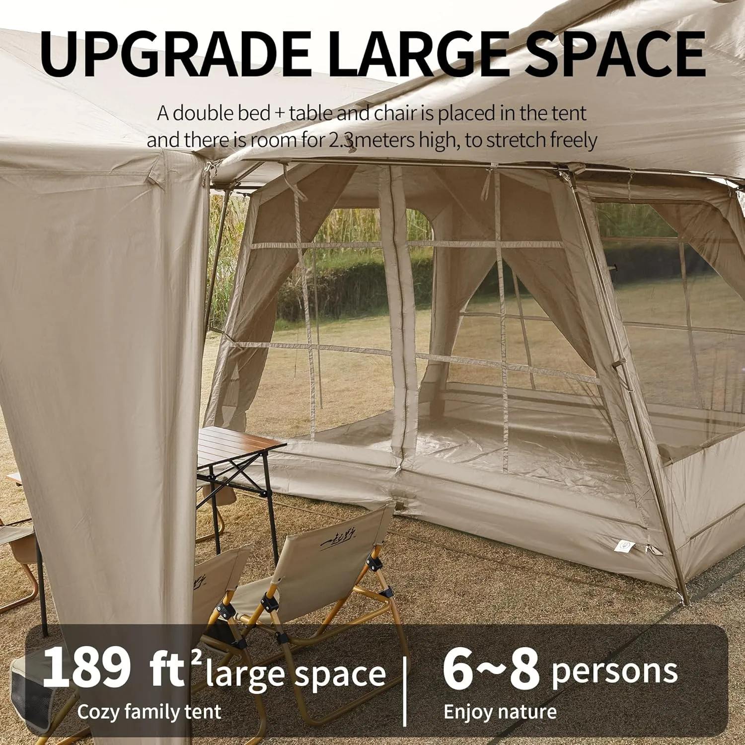 Tents 4/6/8/12 Person, Easy Setup Waterproof Camping Tent with Rainfly, Portable Double Layer Large Family Tent for Camping Backyard Outdoor &Hiking