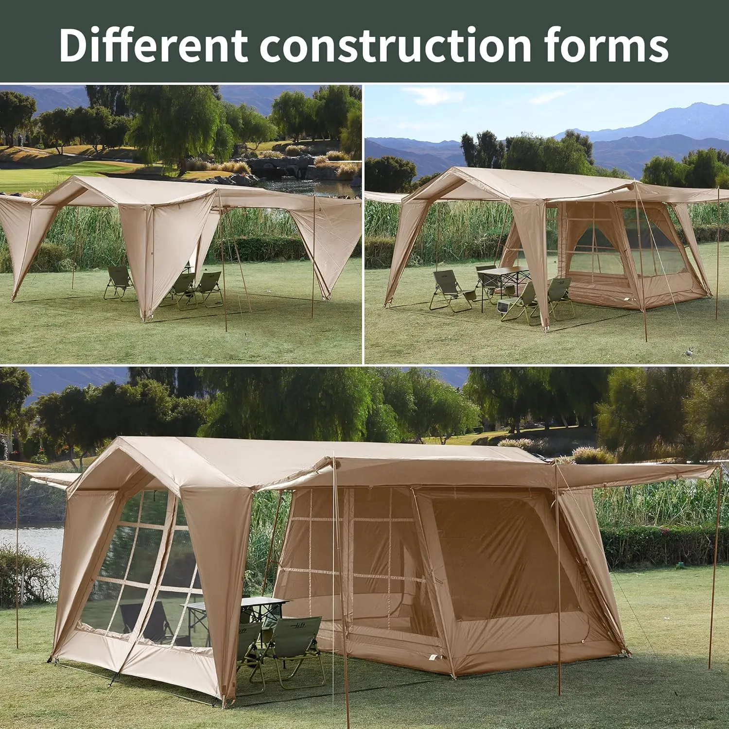Tents 4/6/8/12 Person, Easy Setup Waterproof Camping Tent with Rainfly, Portable Double Layer Large Family Tent for Camping Backyard Outdoor &Hiking