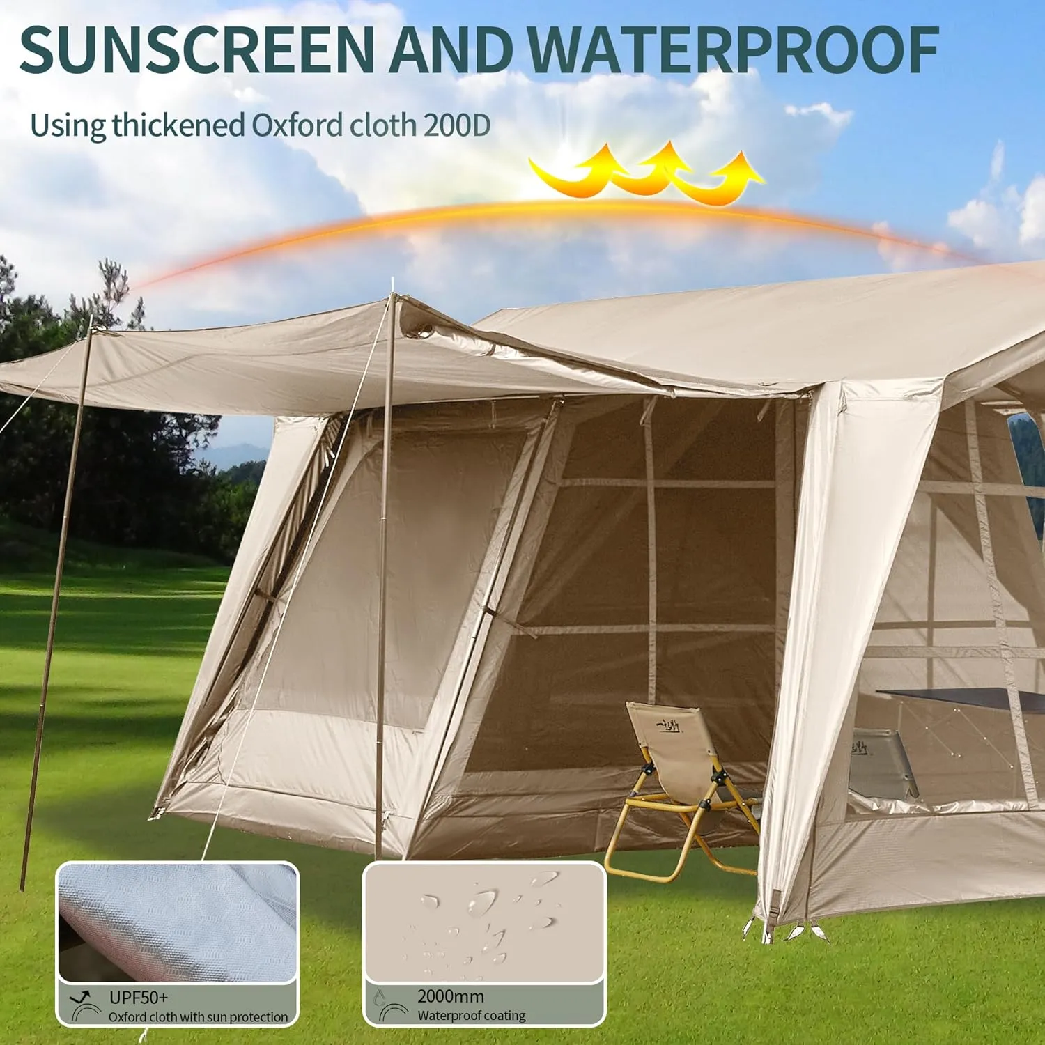 Tents 4/6/8/12 Person, Easy Setup Waterproof Camping Tent with Rainfly, Portable Double Layer Large Family Tent for Camping Backyard Outdoor &Hiking