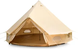 Tents Canvas Bell Tent - Camping Teepee Tents 4-6 Person - Family Outdoor 3 Season with Stove Hole Yurt Tent (Color : Oxford Cloth, Size : 500X500X300CM)