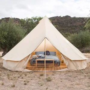 Tents Round Bell Tent Canvas Yurt Tent with Zipped Groundsheet, 4 Season Large Family Teepee Tents for Family Outdoor Camping, Diameter 3M/4M/5M/6M Cotton/Canvas (Color : 6m/19.7ft)