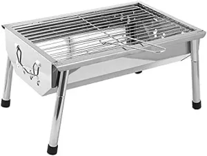 Thickening Folding Barbecue Grill, Portable Outdoor Charcoal BBQ Stainless Steel Camp for Hiking, Camping, and Picnics