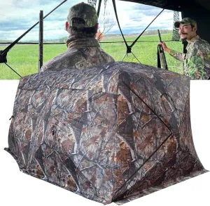 THUNDERBAY Bunkhouse Pop Up Portable 6 Person Side-by-Side Hunting Blind, Footprint: 140"x70" with 80" Height