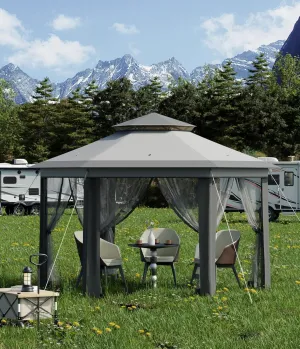 TrailBlaze 13x13 Canopy Tent, Pop Up Gazebo Tent with Mesh Cover, Outoor Canopy Tents with 4 Sandbags & Wheeled Bag, Large Shade Tents for Camping, Lawn, Backyard, Garden, Patio (Grey)