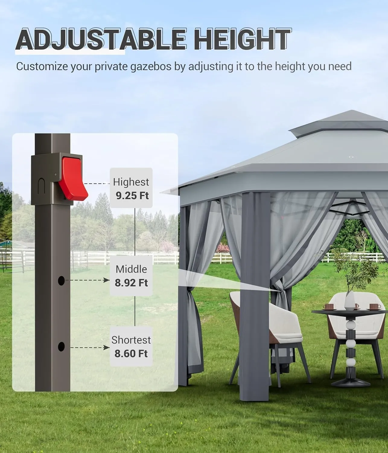TrailBlaze 13x13 Canopy Tent, Pop Up Gazebo Tent with Mesh Cover, Outoor Canopy Tents with 4 Sandbags & Wheeled Bag, Large Shade Tents for Camping, Lawn, Backyard, Garden, Patio (Grey)
