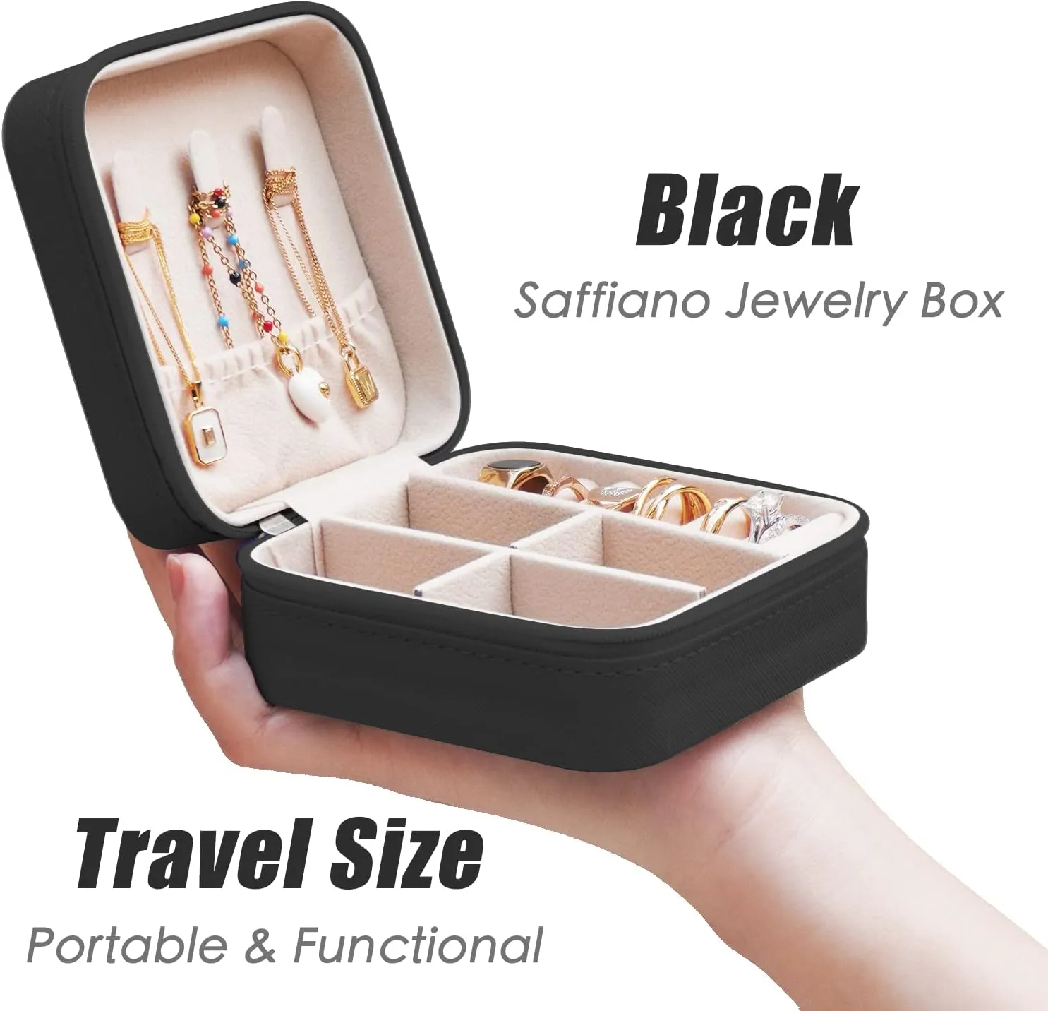 Travel Jewelry Case, Portable Mini Jewelry Travel Organizer, Small Jewelry Boxes for Women, Bridesmaid Gifts and Travel Essentials to Store Rings, Necklaces, Earrings(3pcs Black)