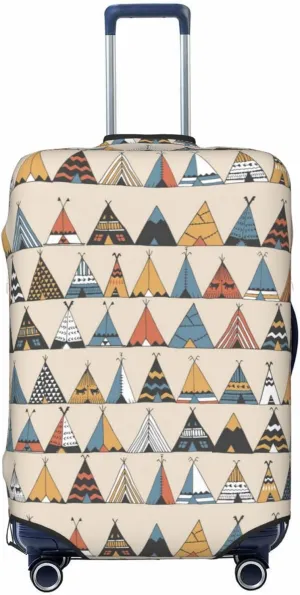 Travel Luggage Cover Suitcase Elastic Washable Stretch Teepee Native American Ethnic Tent 2 Suitcase Protector Bag,Anti-Scratch Dust-Proof Double-Sided Baggage Covers,X-Large