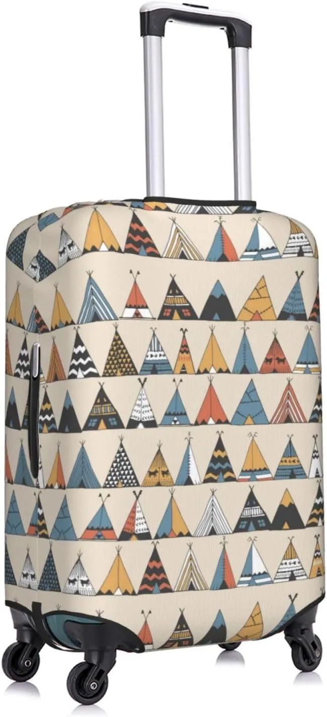 Travel Luggage Cover Suitcase Elastic Washable Stretch Teepee Native American Ethnic Tent 2 Suitcase Protector Bag,Anti-Scratch Dust-Proof Double-Sided Baggage Covers,X-Large