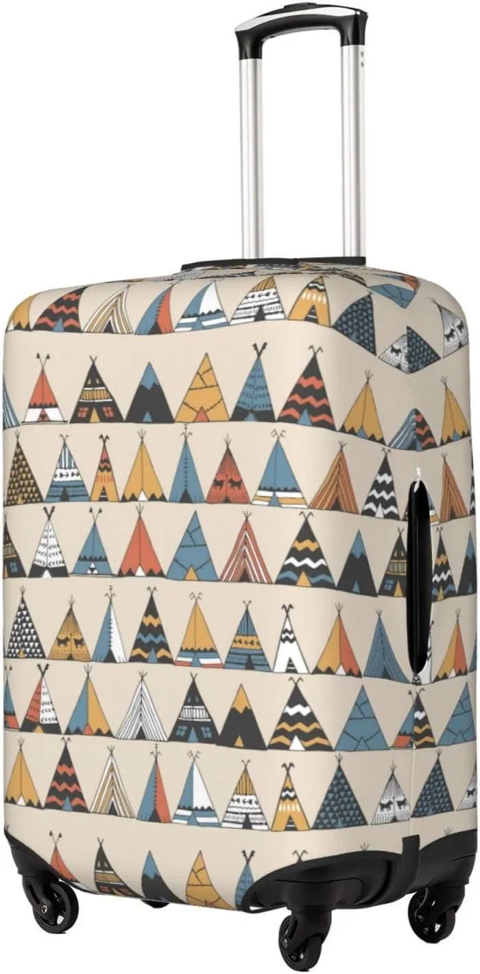 Travel Luggage Cover Suitcase Elastic Washable Stretch Teepee Native American Ethnic Tent 2 Suitcase Protector Bag,Anti-Scratch Dust-Proof Double-Sided Baggage Covers,X-Large