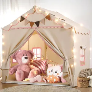 Treestone 2 Doors Kids Play Tent with Padded Mat & Light, Large Tent for Toddler with 4 Windows,Kids Playhouse Outdoor & Indoor, Toy Gift, 51" x 39" x 53"