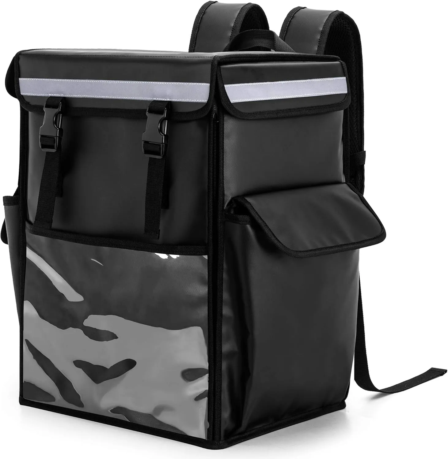 Trunab Insulated Food Backpack with 2 Side Support Boards and 3 Inner Spaces, Top & Front Loading Waterproof Delivery Bag for Bike Delivery, Uber Eats, Outdoor - Patented Design