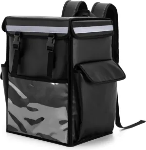 Trunab Insulated Food Backpack with 2 Side Support Boards and 3 Inner Spaces, Top & Front Loading Waterproof Delivery Bag for Bike Delivery, Uber Eats, Outdoor - Patented Design