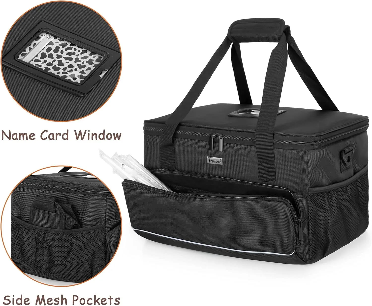 Trunab Reusable 8 Cups Drink Carrier for Delivery with Adjustable Dividers, Handle with Carrying Strap Tote Holder Insulated Bag for Beverages,Food Take Out,Outdoors