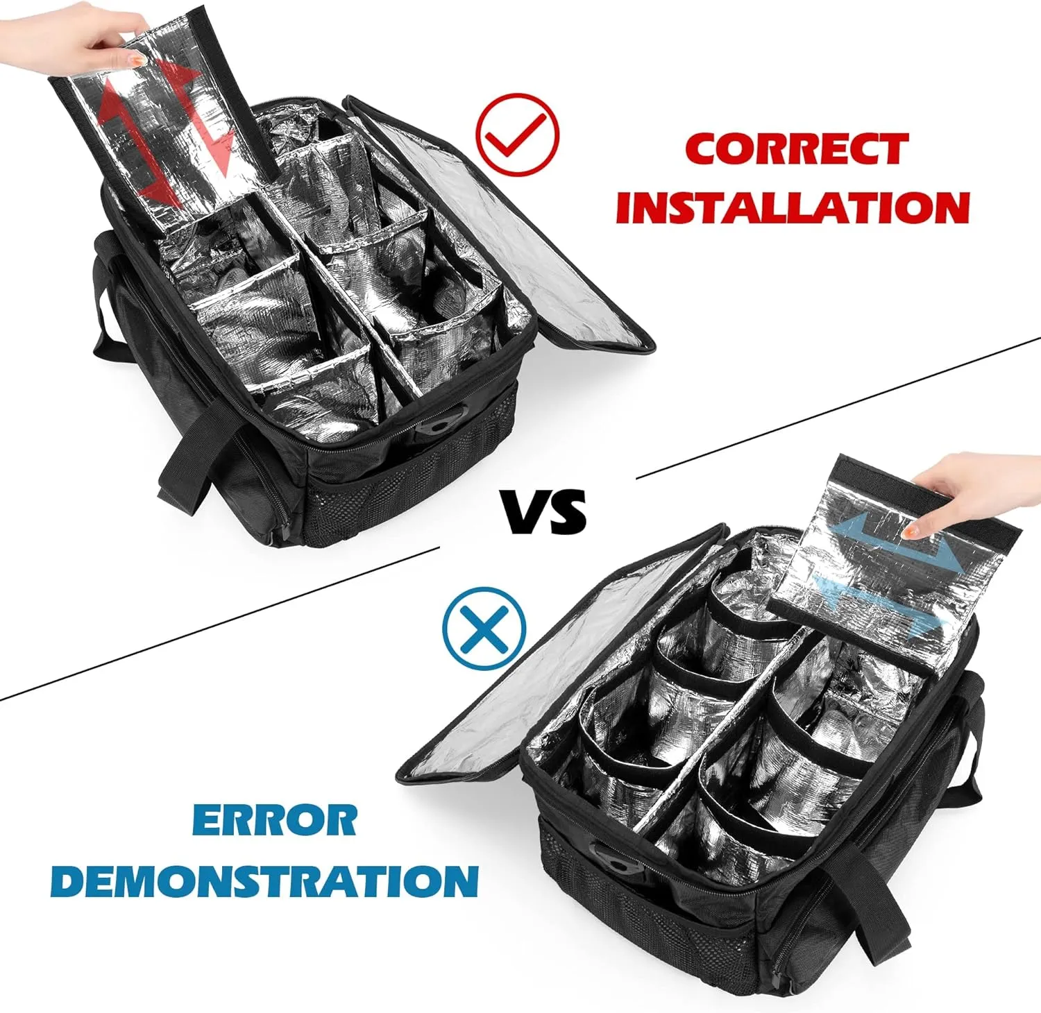 Trunab Reusable 8 Cups Drink Carrier for Delivery with Adjustable Dividers, Handle with Carrying Strap Tote Holder Insulated Bag for Beverages,Food Take Out,Outdoors