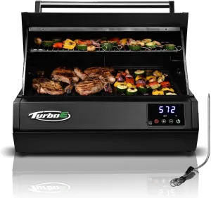 Turbo E Outdoor Electric Grill by PLUGNGRILL - High-Power 1700W Infrared Grill Technology - 24-Inch Smart BBQ Grill with Probe & Digital Display for Precise Cooking & Searing