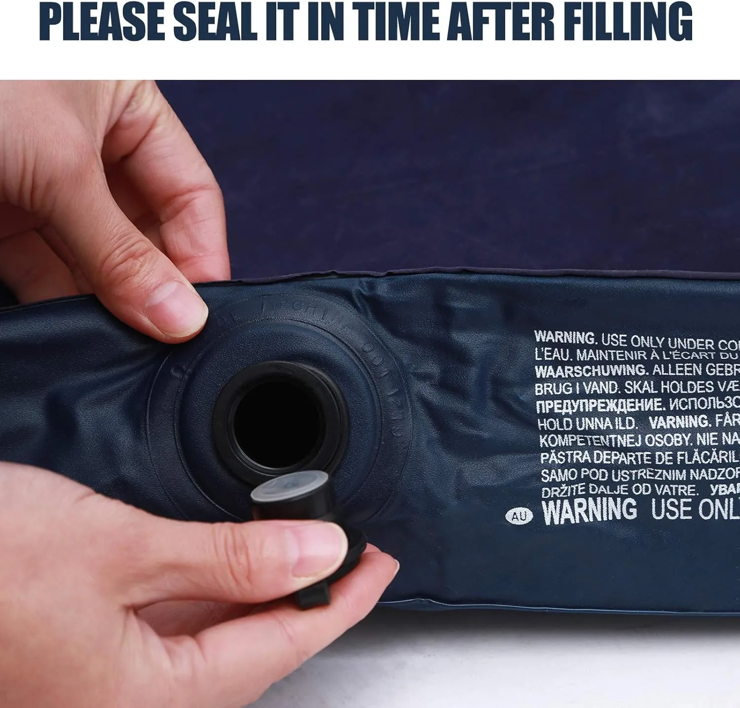 Twin Size Air Mattress for Inflatable - Portable Blue Blow Up Mattresses with Flocked top - Single Foldable Air Bed for Tent Camping Home Travel Backpacking