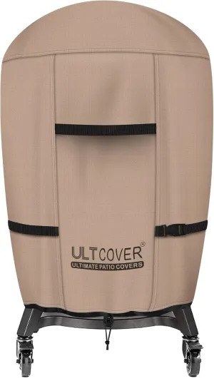 ULTCOVER Outdoor Waterproof Charcoal Kamado Joe Grill Cover for 22-24 inch Big Green Egg Char-Griller Char-Broil and Other Round Smokers Size Up to 36” Dia x 45” H