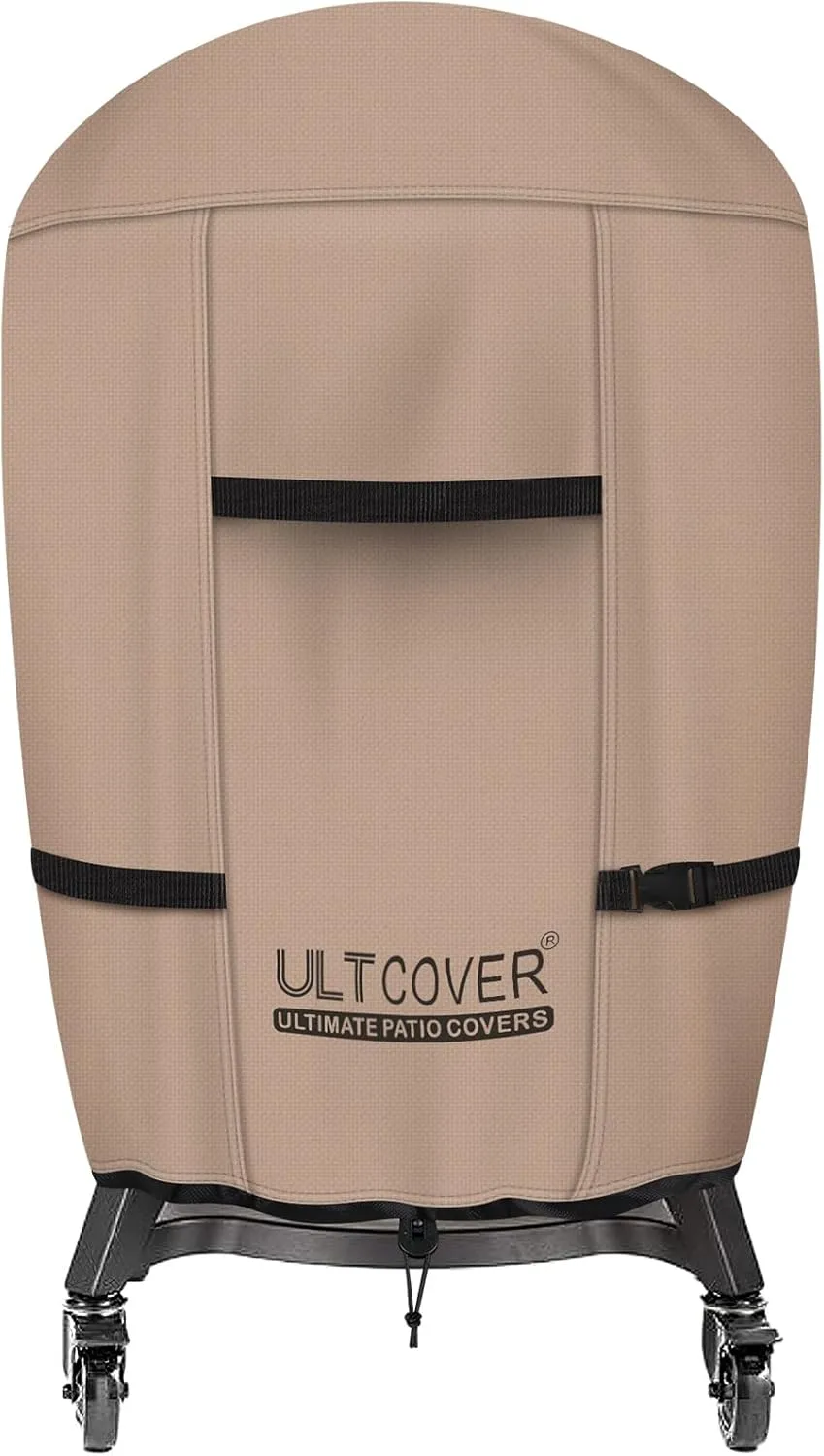 ULTCOVER Outdoor Waterproof Charcoal Kamado Joe Grill Cover for 22-24 inch Big Green Egg Char-Griller Char-Broil and Other Round Smokers Size Up to 36” Dia x 45” H