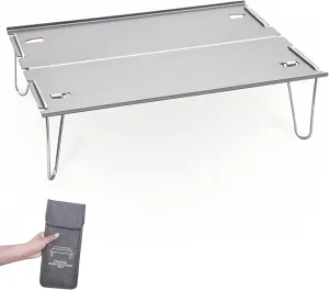 Ultralight Mini Folding Camping Table, Portable Outdoor Aluminum Alloy Compact Table, Multipurpose BBQ Coffee Table with Storage Bag for Camping Fishing Picnic