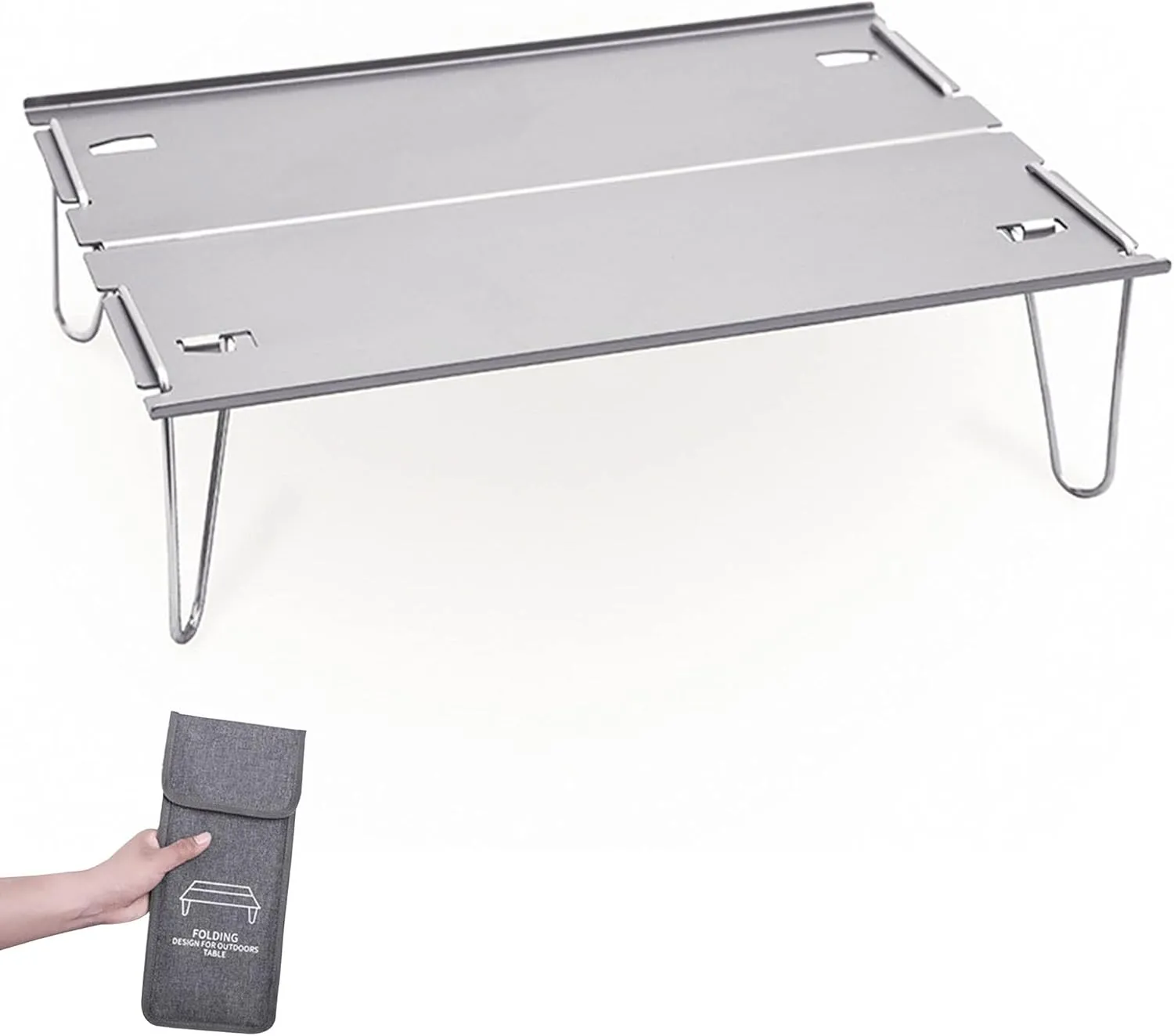 Ultralight Mini Folding Camping Table, Portable Outdoor Aluminum Alloy Compact Table, Multipurpose BBQ Coffee Table with Storage Bag for Camping Fishing Picnic