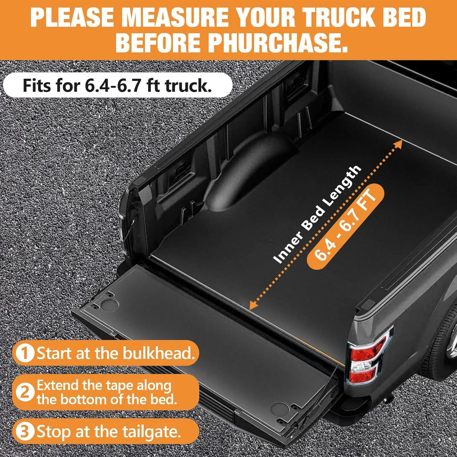 Umbrauto Truck Bed Tent: 6.4-6.7ft Truck Tent Easy Setup for Camping, 3000mm Waterproof Pickup Truck Tent for 2 Person, Ford, GMC, Toyota, Chevy, Dodge, Nissan, Grey & Orange