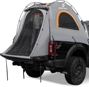 Umbrauto Truck Bed Tent: 6.4-6.7ft Truck Tent Easy Setup for Camping, 3000mm Waterproof Pickup Truck Tent for 2 Person, Ford, GMC, Toyota, Chevy, Dodge, Nissan, Grey & Orange