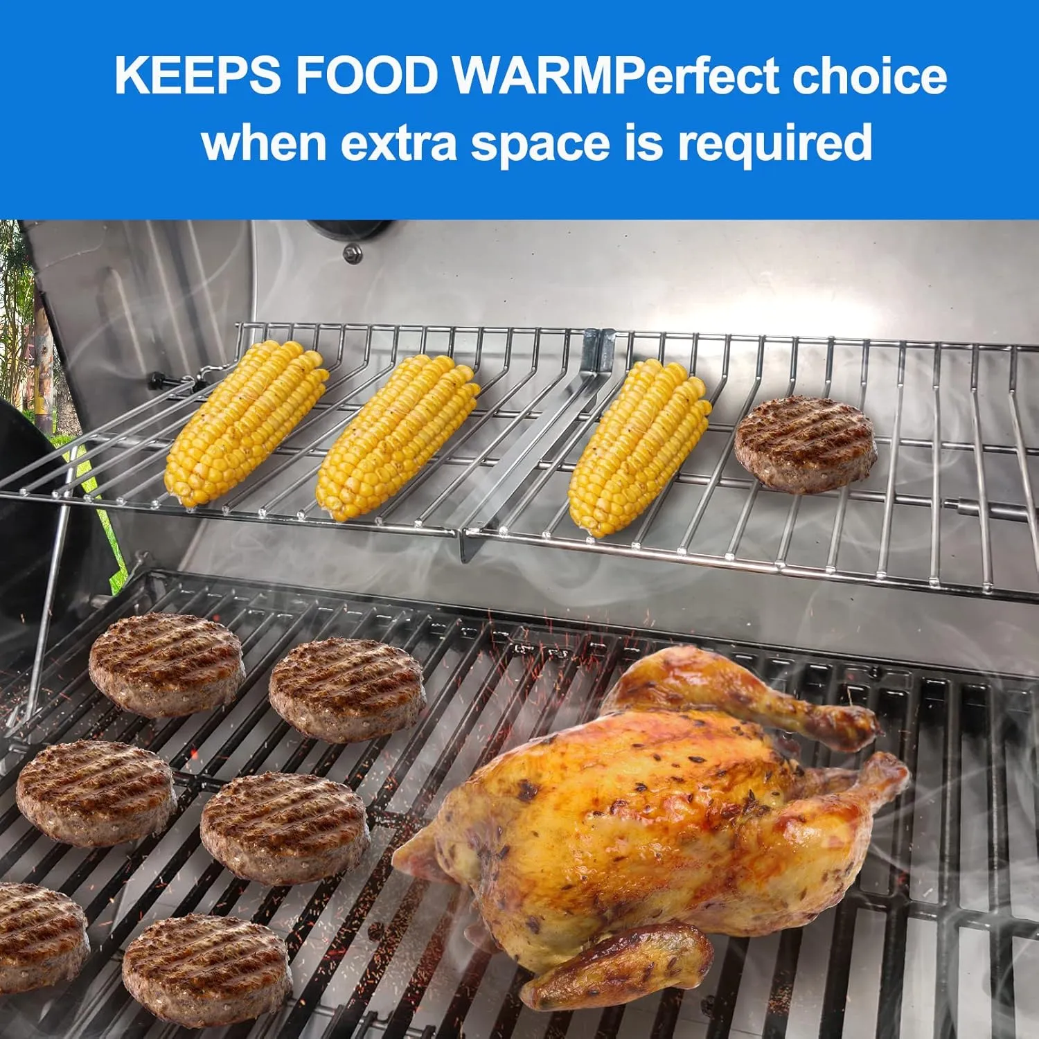 Uniflasy Grill Warming Rack for Char Griller 5050, 5650, 3001, 2223, 5072, 2823, 3030 Grills, Grill Warming Grate for Chargriller 5050 5650 Gas & Charcoal Grill