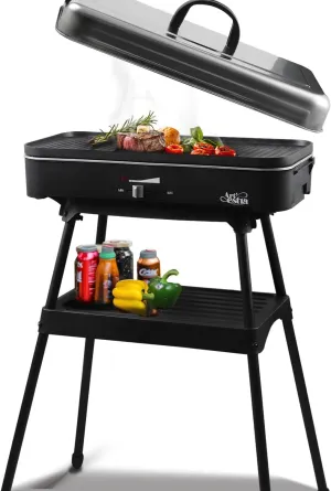 Upgrade Version - Artestia 1800W Electric Outdoor Grill with Lid Indoor Smokeless BBQ Grills with Temperature Control Portable Removable Stand Grill for Cooking, BBQ Party, Family