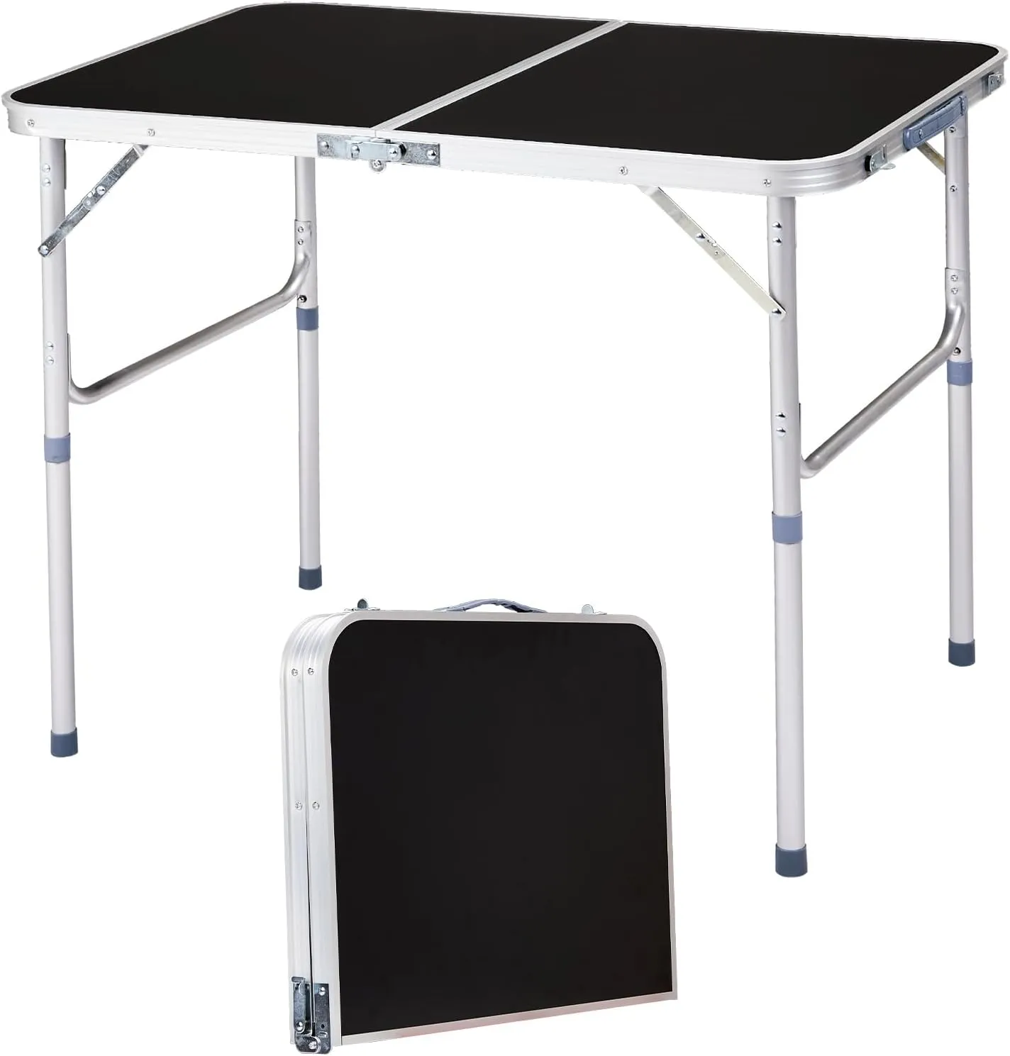Vasitelan Folding Portable Camping Table, Outdoor Dining Picnic Table for Grill, DJ, BBQ, Dining, Picnic, Cooking, Beach, Garden (Black, 3 FT)