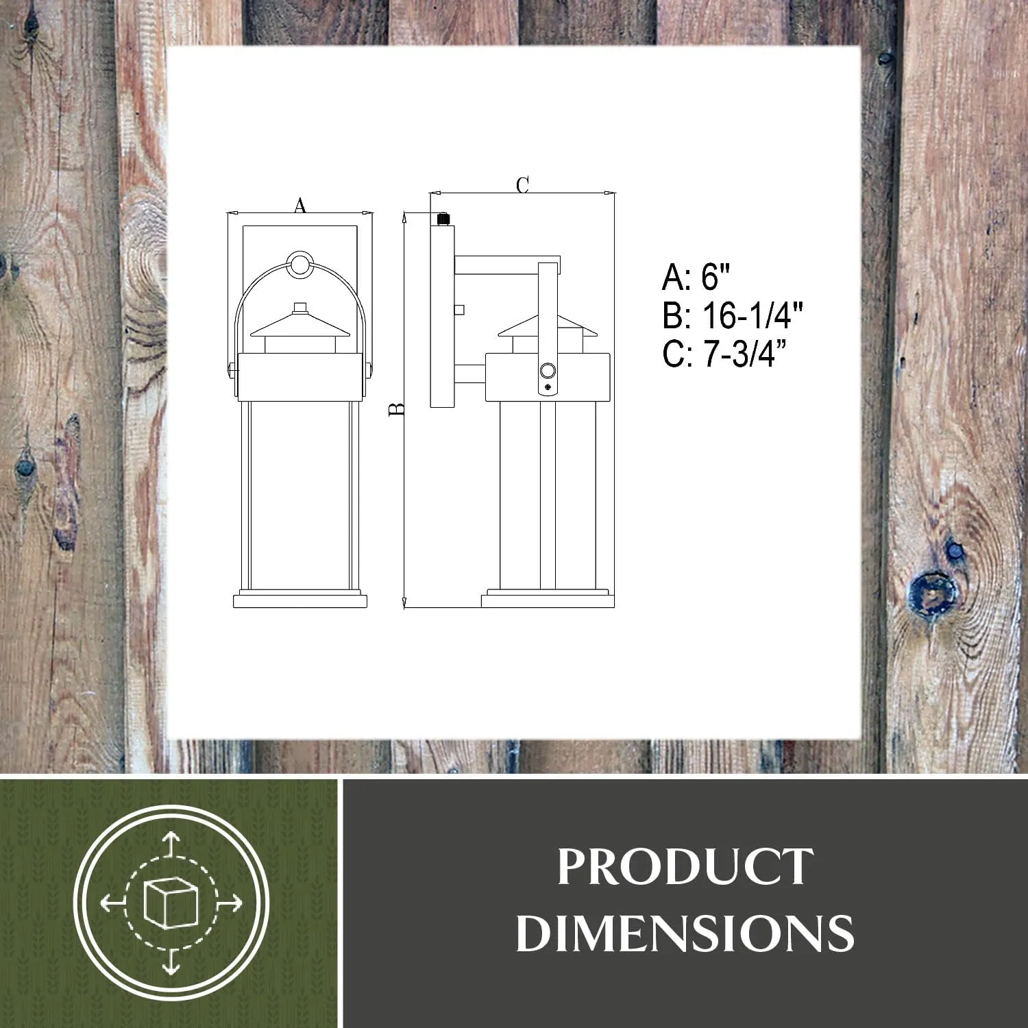 VAXCEL Cumberland 1 Light Dusk to Dawn Bronze Rustic Outdoor Wall Lantern Clear Glass