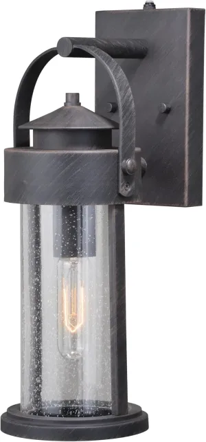 VAXCEL Cumberland 1 Light Dusk to Dawn Bronze Rustic Outdoor Wall Lantern Clear Glass