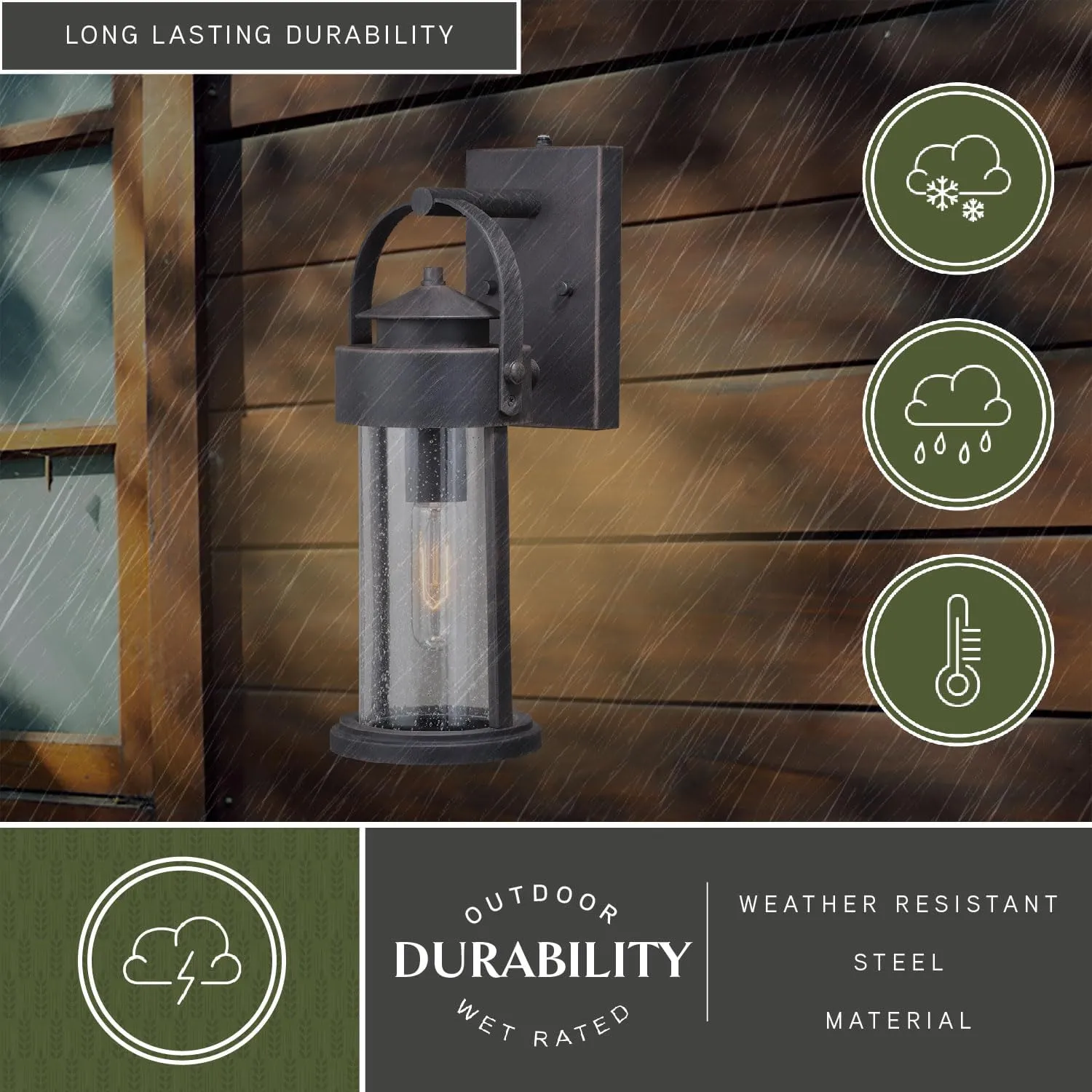 VAXCEL Cumberland 1 Light Dusk to Dawn Bronze Rustic Outdoor Wall Lantern Clear Glass