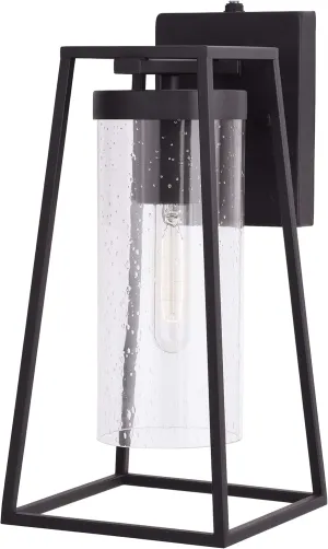VAXCEL Nash 6.5-in Black Outdoor Modern Wall Lantern, Dusk to Dawn Photocell, 1-Light Wall Lamp Sconce with Clear Seeded Glass