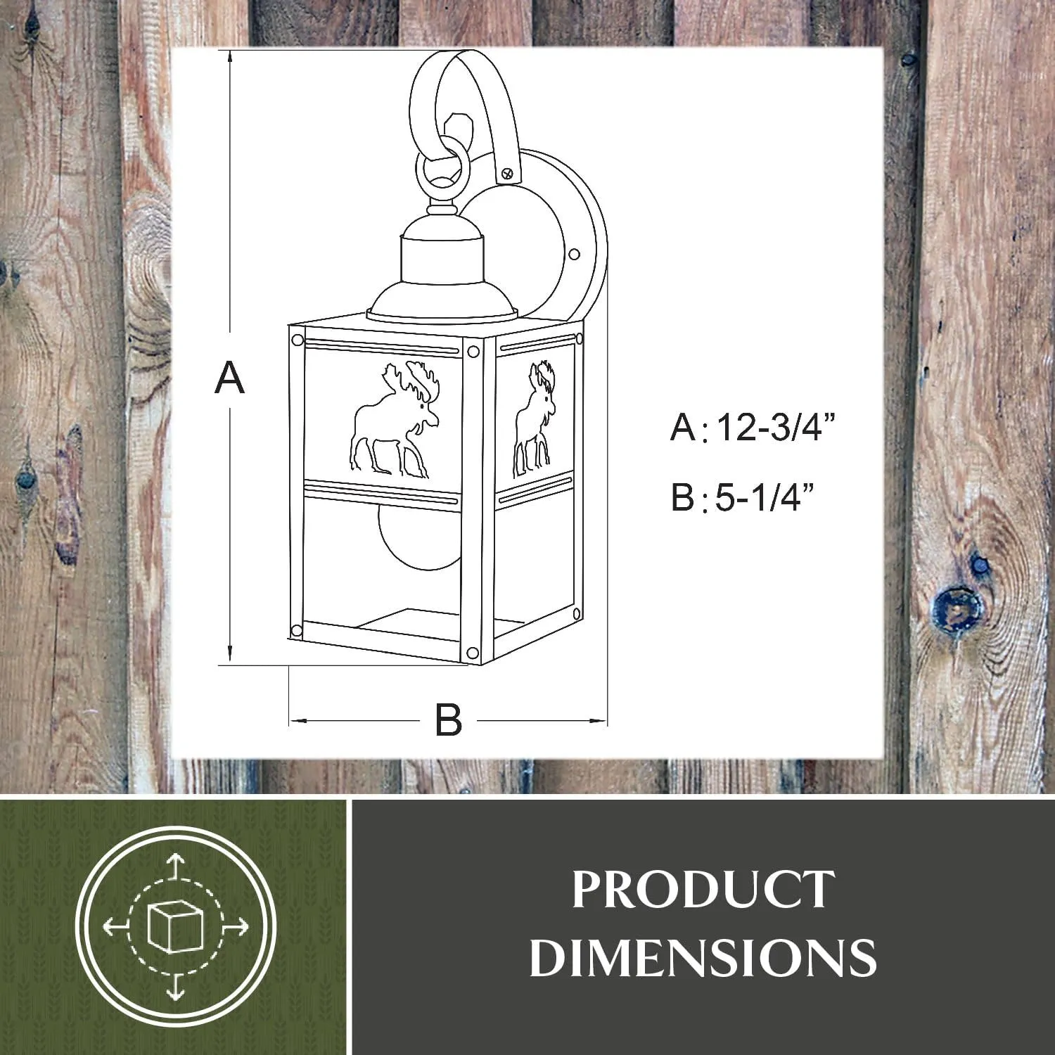 VAXCEL Yellowstone 1 Light Bronze Rustic Moose Tree Outdoor Wall Lantern Clear Glass