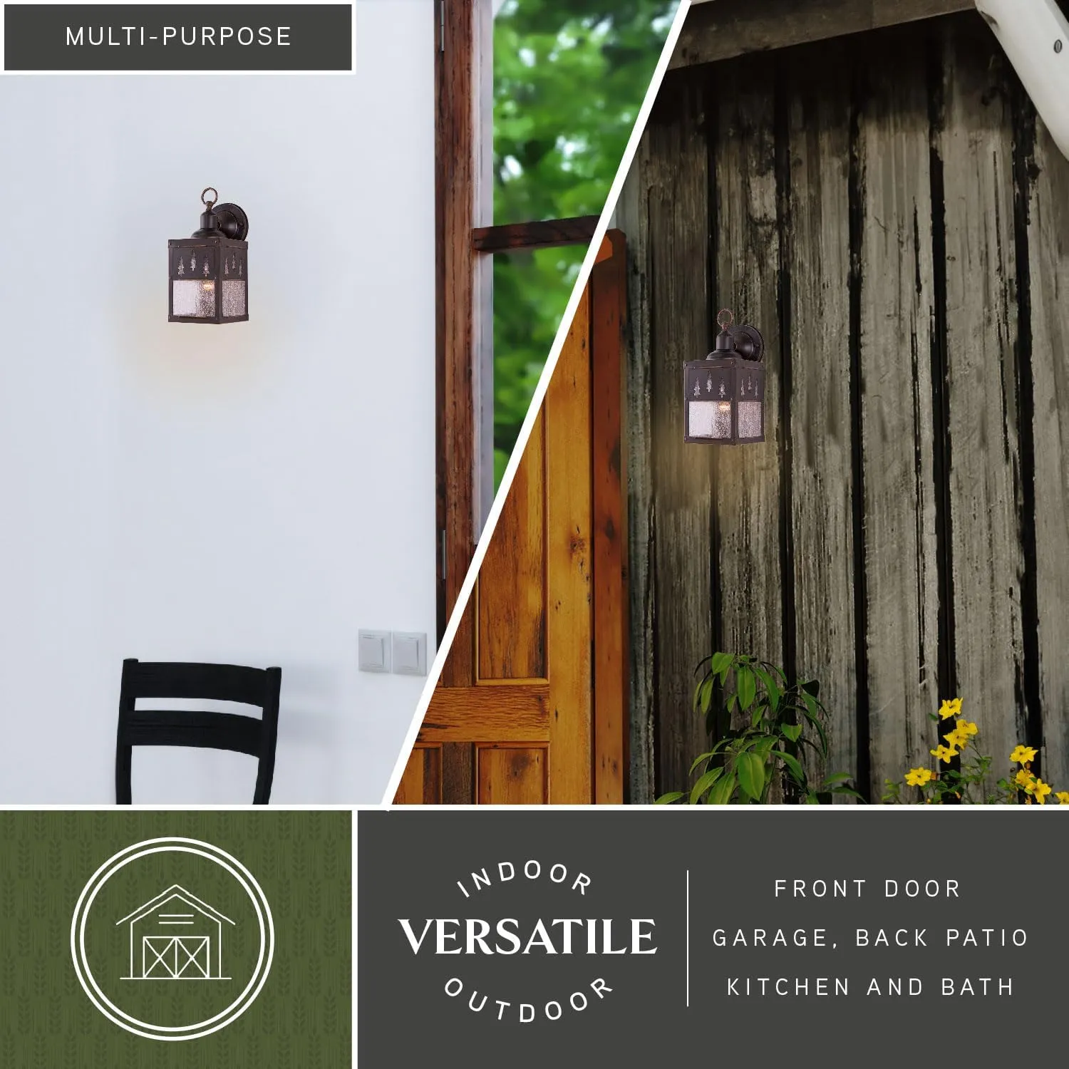VAXCEL Yosemite 1 Light Bronze Rustic Tree Outdoor Wall Lantern Clear Glass