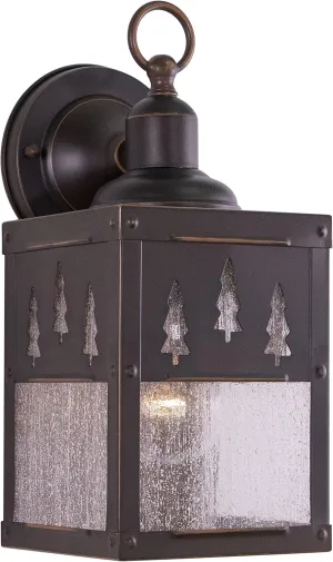 VAXCEL Yosemite 1 Light Bronze Rustic Tree Outdoor Wall Lantern Clear Glass