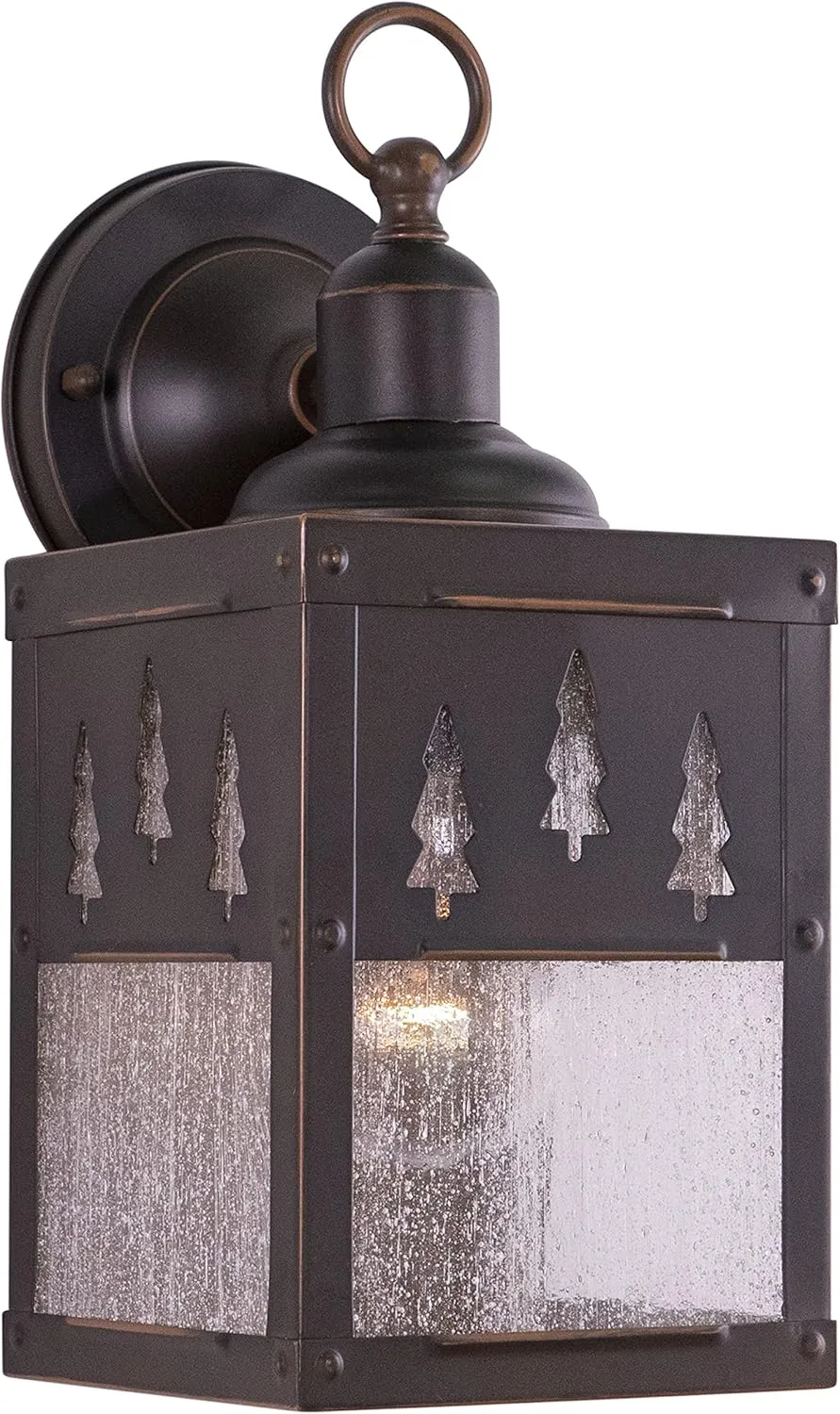 VAXCEL Yosemite 1 Light Bronze Rustic Tree Outdoor Wall Lantern Clear Glass