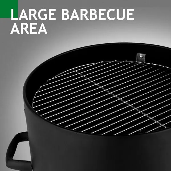 Vertical Steel Charcoal Smoker, Heavy Duty Three Layer Round BBQ Grill Smokey Mountain Cooker for Outdoor Cooking, Black