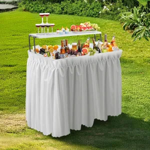 VINGLI Ice Table with Extra Storage Shelf, Portasble Cooler Side Table with Removable Skirt, Patio Table, Indoor & Outdoor Bar for Events, Parties and Camping