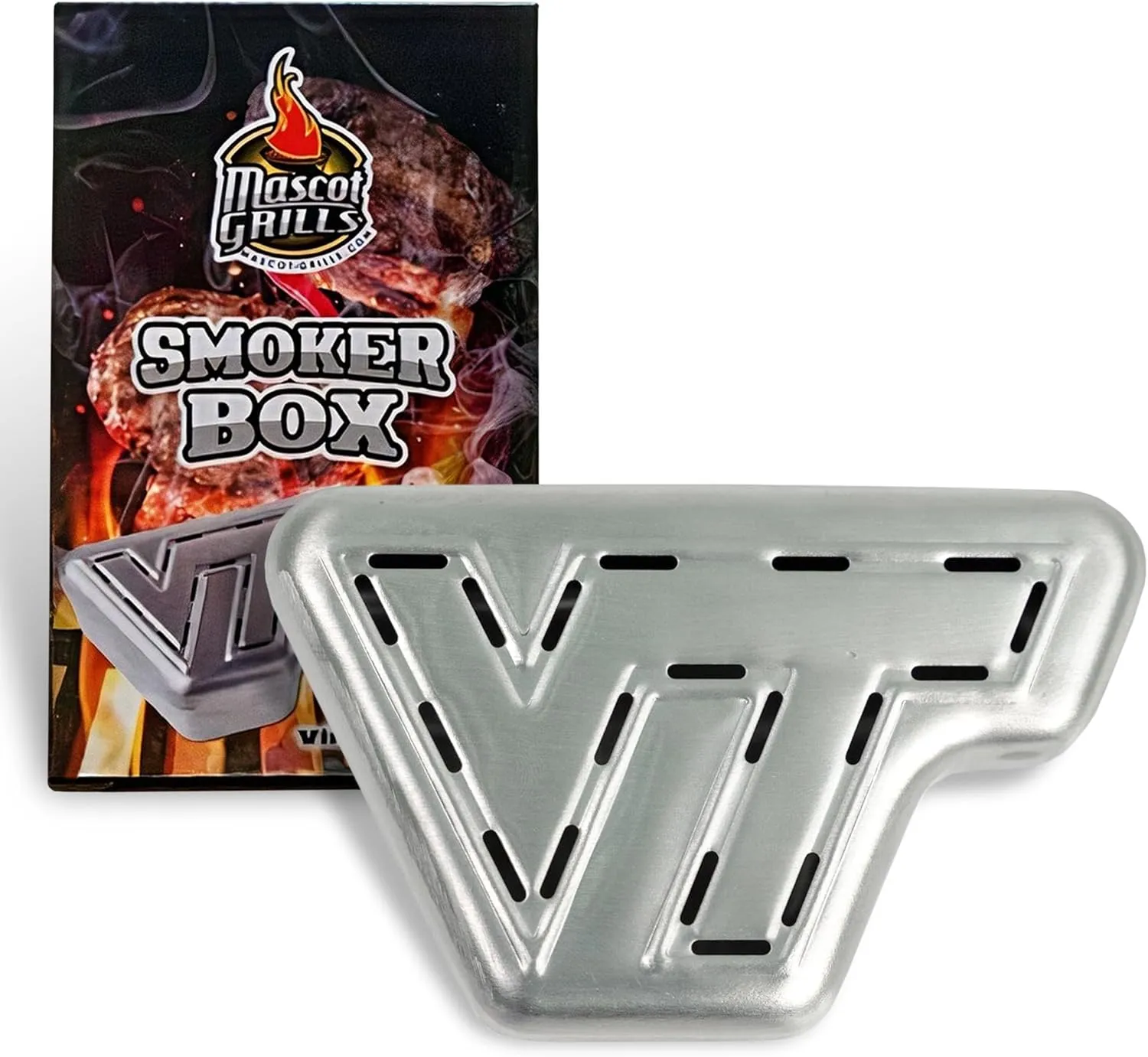 Virginia Tech Wood Chip Smoker Box, Stainless Steel BBQ Grilling Meat Smokers Box for Wood Chips, Best Barbecue Accessories on Gas/Charcoal/Kamado Grill