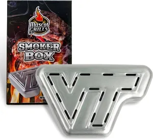 Virginia Tech Wood Chip Smoker Box, Stainless Steel BBQ Grilling Meat Smokers Box for Wood Chips, Best Barbecue Accessories on Gas/Charcoal/Kamado Grill