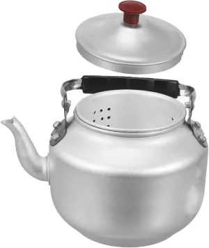 VOSAREA Aluminum Stovetop Tea Pot with Handle and Strainer Capacity Classic Design for Home and Camping Use Convenient Water Kettle for Loose Tea and Beverages
