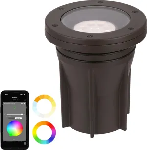 WAC Lighting LED Colorscaping Smart App Controllable Landscape Lighting with RGBWW Color Changing and Tunable White 3in Inground 23W Light with Adjustable Beam Angle and Tilt in Bronze