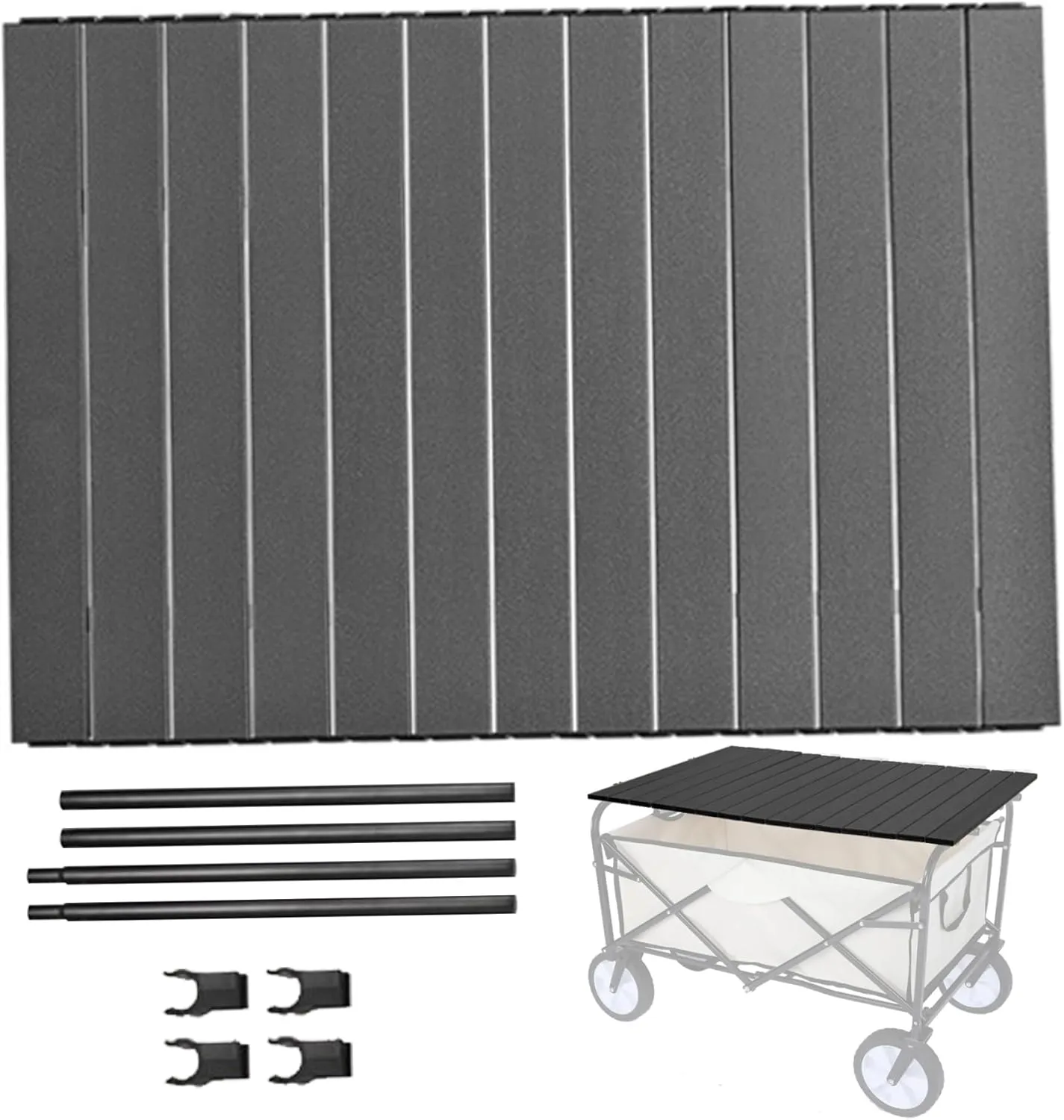 Wagon Table Top Attachment, 30x22 Collapsible Wagon Table Top Aluminum Alloy, Black for Home