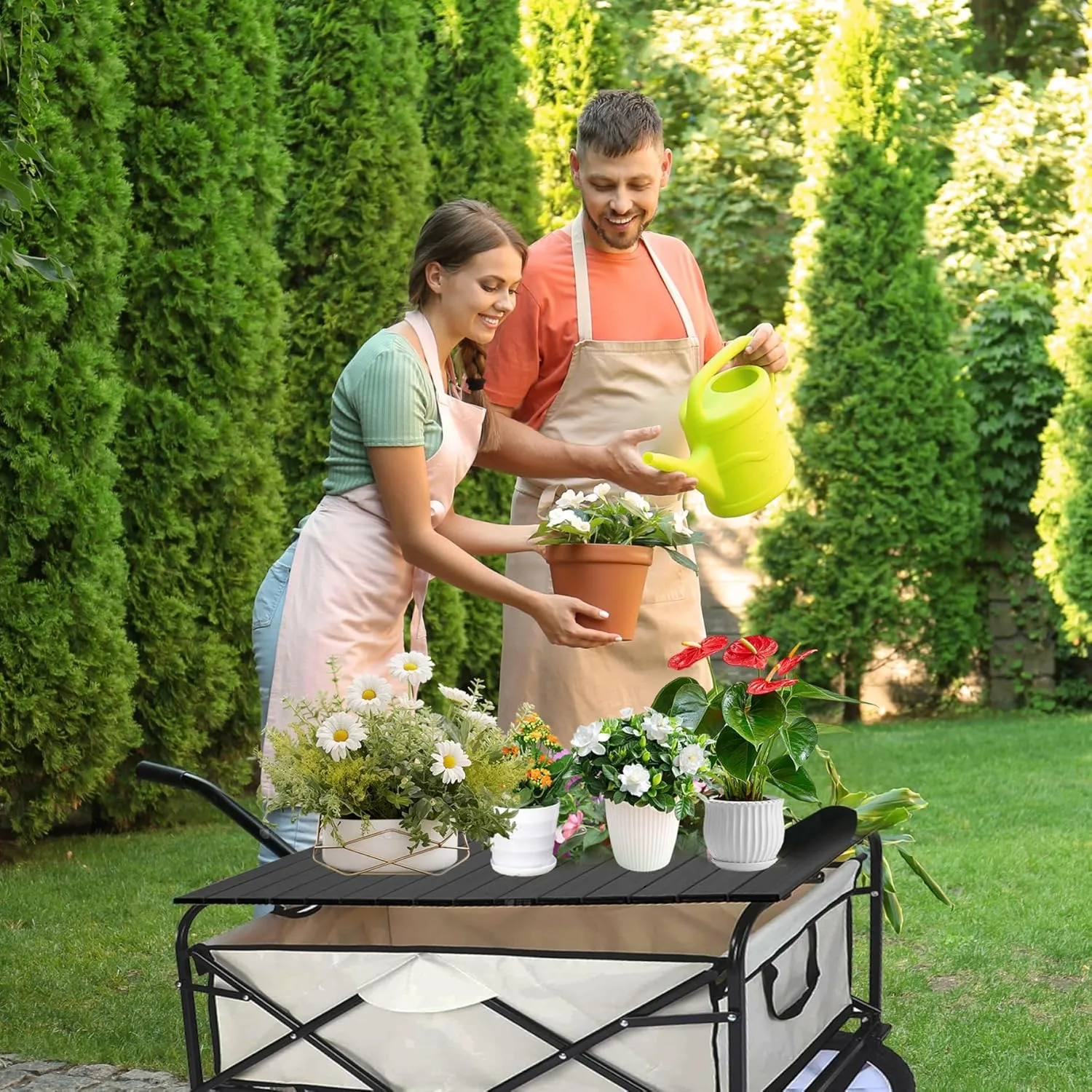 Wagon Table Top Attachment, 30x22 Collapsible Wagon Table Top Aluminum Alloy, Black for Home
